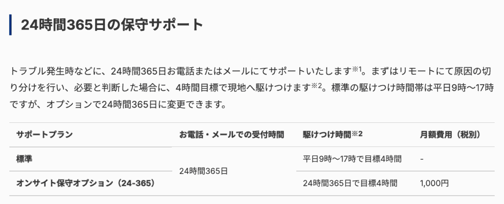 業務継続を支える充実のサポート体制とSLA